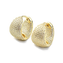Real 18K Gold Plated Rack Plating Brass Micro Pave Cubic Zirconia Hoop Earring, Cadmium Free & Lead Free, Long-Lasting Plated, Real 18K Gold Plated, 20x13.5mm