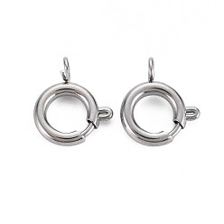 Нержавеющая Сталь Цвет Не тускнеет 304 застежки-пружины из нержавеющей стали, кольцо, цвет нержавеющей стали, 14x12x4 мм, отверстие : 2 мм