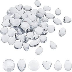 Clear 120Pcs 6 Style Acrylic Rhinestone Cabochons, Flat Back, Heart & Teardrop & Oval & Half Round, Clear, 20pcs/style