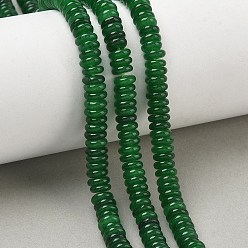 Verde Teñidos naturales blancas perlas de jade hebras, rondelle lisa, verde, 6.5x2 mm, agujero: 1.1 mm, sobre 167 unidades / cadena, 14.76'' (37.5 cm)
