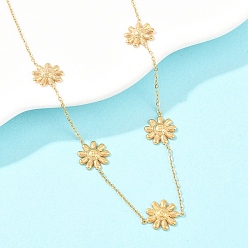 Золотой 304 Колье и серьги-гвоздики из нержавеющей стали с цепочками в виде цветочных звеньев, ионное покрытие (ip), золотые, ожерелья: 15.83 дюйм (40.2 см), серьги: 12x12 mm