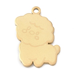 Oro 304 colgantes de acero inoxidable, encantos de perros, Pulido, revestimiento de iones (ip), dorado, 25x19x1.5 mm, agujero: 1.9 mm
