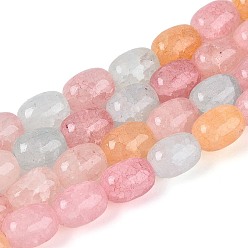 Pink Выпечки нарисованные потрескивание стеклянные бусины пряди, баррель, розовые, 13~14x10~10.5 мм, отверстие : 1.2~1.5 мм, около 54~60 шт / нитка, 29.53~32.28 дюйм (75~82 см)