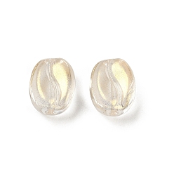 Champagne Gold Прозрачные стеклянные бусины, кофейный боб, спекающийся лак, шампанское золото, 11x8.5x6.5 мм, отверстие : 1 мм