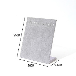 Темно-Серый Бархат ожерелье дисплей стенды, дисплей ювелирных изделий стойки, l-образный, прямоугольные, темно-серый, 9.5x20x25 см