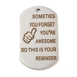 Нержавеющая Сталь Цвет Не тускнеющие 201 подвески из нержавеющей стали, подвески для сообщений, овал со словами-подвесками, цвет нержавеющей стали, 49x28x2 мм, отверстие : 3 мм