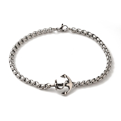 Античное Серебро 316 браслеты из хирургической нержавеющей стали с якорными звеньями, античное серебро, 8-3/4 дюйм (22.2 см)