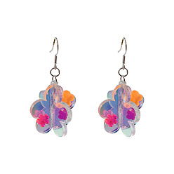 Разноцветный Акриловые серьги с подвесками ко Дню святого Валентина, цветок, платина, красочный, 55x15 мм