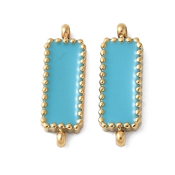Темно-бирюзовый 304 эмалированные подвески из нержавеющей стали, золотые, прямоугольник ссылки, темные бирюзовый, 15x5x2 мм, отверстие : 1 мм