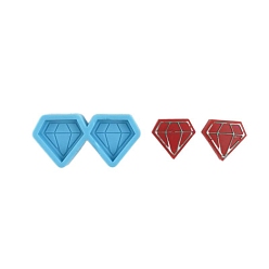 Deep Sky Blue DIY Pendant Silicone Molds, for Earring Makings, Resin Casting Molds, For UV Resin, Epoxy Resin Jewelry Making, Diamond, Deep Sky Blue, 19x36x5mm, Inner Diameter: 13x15mm