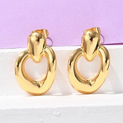 Настоящее золото 18K 304 серьги-гвоздики из нержавеющей стали для женщин, ионное покрытие (ip), сердце, реальный 18 k позолоченный, 25.5x16.5 мм