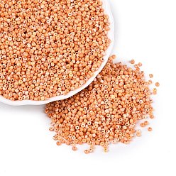 Coral Picasso Glass Seed Beads, Round Hole, Rondelle, Coral, 2~2.5x1.5~2mm, Hole: 0.7~0.8mm, about 36000pcs/pound