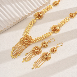 Золотой Роскошные серьги и ожерелья из сплава в стиле Ближнего Востока с кисточками и цветами для свадьбы, золотые