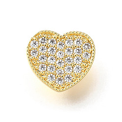 Сердце Латунные микро проложить кубического циркония прелести, без никеля , реальный 18 k позолоченный, сердце, 9.5x10.5x5 мм, отверстие : 5.5x2.5 мм