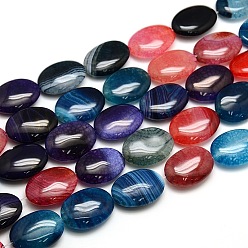 (52) Непрозрачная лаванда Натуральные полосатые агатовые / полосатые агатовые овальные шарики, окрашенные, разноцветные, 25x18x7 мм, отверстие : 2 мм, около 16 шт / нитка, 15.74 дюйм