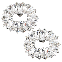 Платина Украшение обуви из сплава со стразами, съемный зажим для пряжки для обуви, прямоугольные, платина, 48.5x57x10.5 мм