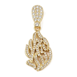 Настоящее золото 18K Латунные микро проложить кубического циркония подвески, без свинца и без кадмия, долговечный, стойки покрытие, реальный 18 k позолоченный, 50 мм, отверстие : 7x5 мм