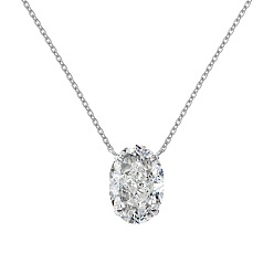 Платинированный Овальное родиевое покрытие 925 стерлинговое серебро паве 8прозрачный кубический цирконий кулон ожерелья-цепочки для женщин, Реальная платина, 15.83 дюйм (40.2 см)