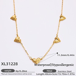 Сердце 316Ожерелья из хирургической нержавеющей стали с звеньями для женщин, реальный 18 k позолоченный, сердце, 15.75 дюйм (40 см), удлинитель 50мм, Кулон : длиной 11.3 мм 