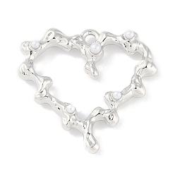 Платина Стойки подвески обшивки сплава, с искусственным жемчугом, без кадмия, без никеля и без свинца, сердце, платина, 24x25x4.5 мм, отверстие : 1.6 мм