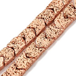 Гальванический Розовый Золотой Гальванические бусины из натуральной лавы, стрелка, покрытием из розового золота, 7~8x6~7x2.5~3 мм, отверстие : 1 мм, около 63 шт / нитка, 15.98'' (40.6 см)