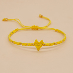 Желтый Браслеты ручной работы из бисера Miyuki в форме сердца, плетеные из бисера, для женщин., Регулируемые браслеты дружбы, желтые