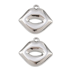 Нержавеющая Сталь Цвет 304 подвески из нержавеющей стали, губы прелести, цвет нержавеющей стали, 16x18x2 мм, отверстие : 1.6 мм