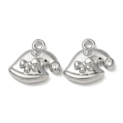 Hat Рождественские подвески из сплава с кристаллами и стразами, без свинца и без кадмия, платина, шляпа, 12x13x4 мм, отверстие : 1.4 мм