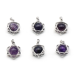 Аметист Подвески из натурального аметиста , звезда Давида, платина, 20x14~15 мм