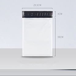 Белый Однотонные прямоугольные пластиковые самоклеящиеся упаковочные пакеты из полиэтилена, белые, 37x25.5 см, 100 шт / комплект