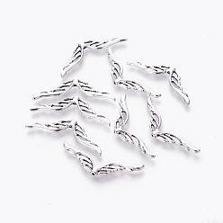 Античное Серебро Сплавочные овальные бусины тибетского стиля , кадмия и, без свинца, крыло, античное серебро, 41x12x2 мм, отверстие : 1 мм, Около 750 шт / 1000 г