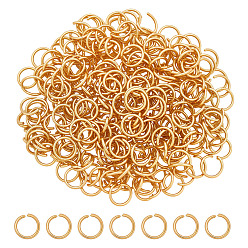 Настоящее золото 24K 300 шт. 304 соединительные кольца из нержавеющей стали, открытые кольца прыжок, реальный 24 k позолоченный, 18 датчик, 8x1 мм