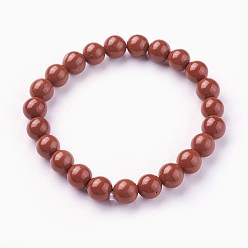 Red Jasper Natural Red Jasper Beads Stretch Bracelets, Round, 2 inch~2-1/8 inch(5.2~5.5cm), Beads: 8~9mm
