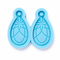 Небесно-голубой DIY силиконовые формы кулон, для серьги решений, формы для литья смолы, для уф-смолы, изготовление ювелирных изделий из эпоксидной смолы, слеза, голубой, 38x43x5.5 мм, отверстие : 3 мм, внутренний диаметр: 33x17 мм