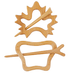 Mixed Shapes 2 наборы 2 стили деревянных брошей, разнообразные, 47.5~56.5x64~65x4 мм, 1 набор / стиль