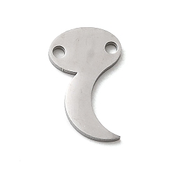 Луна 304 ссылки нержавеющей стали, цвет нержавеющей стали, не тускнеет, полированный, луна, 14.5x9.5x1.5 мм, отверстие : 1.5 мм