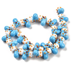 Светло-Синий Нити бугорчатых бусин ручной работы в технике лэмпворк, ботинок, голубой, 12~13.5x12.5~14x9.5~10 мм, отверстие : 1.5 мм, около 25 шт / нитка, 12.72'' (32.3 см)