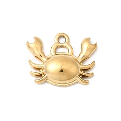 Краб Подвески из нержавеющей стали 304, реальный 18 k позолоченный, ионное покрытие (ip), долговечный, крабовое очарование, 9x11x2.5 мм, отверстие : 1 мм