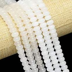 Белый Натуральный Malaysia нефритовые бусы пряди, окрашенная и подогревом, рондель, белые, 8~8.5x4.5~5.5 мм, отверстие : 0.9~1 мм, около 74~76 шт / нитка, 15.08''~15.35'' (38.3~39 см)