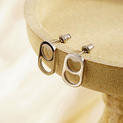 Платина Овальные 304 из нержавеющей стали серьги стержня, платина, 16x11 мм