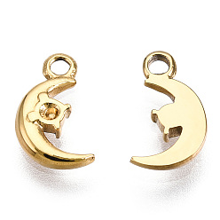 Настоящее золото 14K 304 Настройки горный хрусталь из нержавеющей стали кулон, луна, без никеля , реальный 14 k позолоченный, пригодный для стразов 1.2 мм, 10.5x6x1.5 мм, отверстие : 1.3 мм