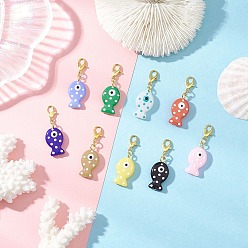 Золотой Ручной работы фарфора украшения кулон, Сплав с застежками, рыба, золотые, 38 мм