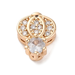 Золотой Стойки обшивки латунь микро проложить кубического циркония бусы, со стеклом, долговечный, без свинца и без кадмия, золотые, 12x9x6 мм, отверстие : 1.6 мм