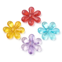 Mixed Color Transparent Acrylic Beads, Flower, Mixed Color, 23.5x21.5x5mm, Hole: 2mm, about 495pcs/500g