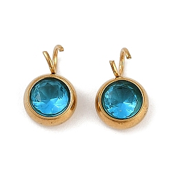 Темно-Голубой Ионное покрытие (ip) 304 подвески из нержавеющей стали с микропаве из кубического циркония, реальный 18 k позолоченный, круглый шарм, глубокое синее небо, 10.5x6.5x4 мм, отверстие : 2.5 мм