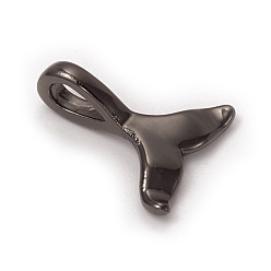 Черный Цвет Металла Латунь прелести, долговечный, форма рыбий хвост кита, металлический черный , 11.5x10x1.5 мм, отверстие : 3x1.5 мм