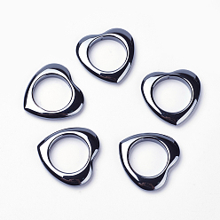 Немагнитные Гематит Идеи подарка дня валентина для парня, немагнитные синтетический гематит подвески сердца, 35x6 мм, отверстие : 1 мм