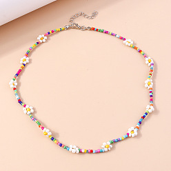 Разноцветный Ожерелья из цветочного стекла и бисера для женщин, платина, красочный, 16.14 дюйм(41см)+50мм