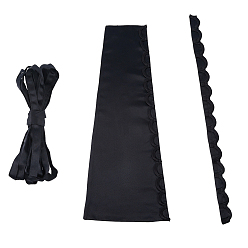 Black Bridal Dress Zipper Replacement, Adjustable Fit Satin Corset Back Kit, for Wedding Dress Accessories, Black, 385x108~206x3mm