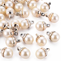 PapayaWhip Resin Pearl Pendants, with Plastic Torus, Flower Bud, PapayaWhip, 16.5x11.5x11.5mm, Hole: 2.5mm